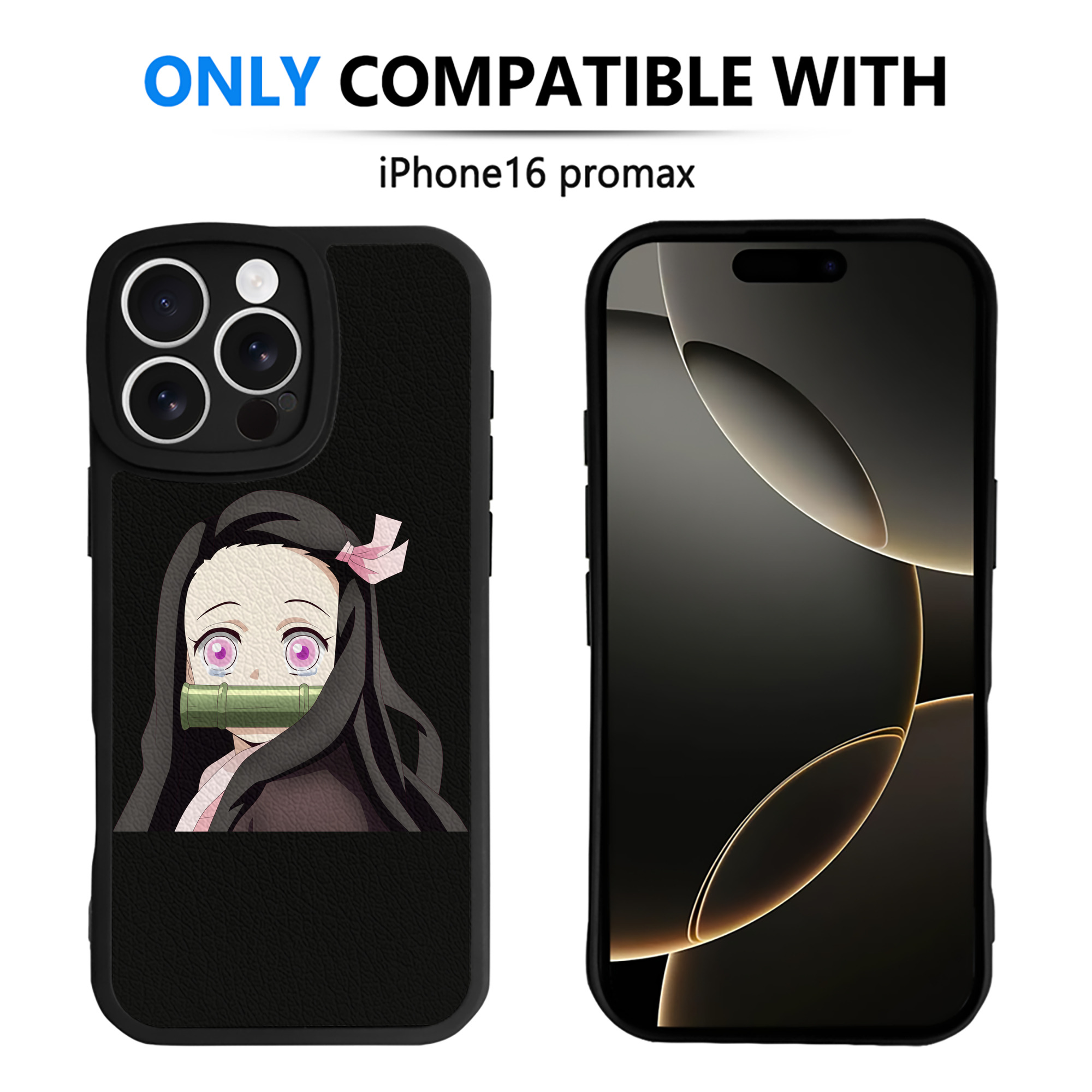 （画像用） 鬼滅の刃（きめつのやいば）竈門 禰󠄀豆子／かまど ねずこ Kamado Nezuko 【iPhone 16シリーズ対応】シリコンスマホケース（レザー調） 材質：シリコン